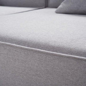 Modular 3-Seater Sofa in Grey Fabric – Cubic Design &amp; High-Density Comfort