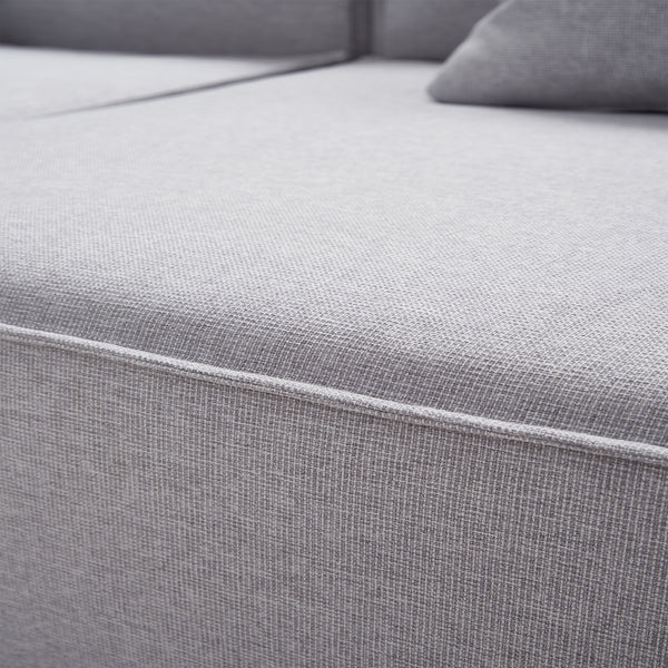 Modular 3-Seater Sofa in Grey Fabric – Cubic Design &amp; High-Density Comfort