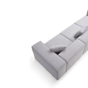 Modular 3-Seater Sofa in Grey Fabric – Cubic Design &amp; High-Density Comfort
