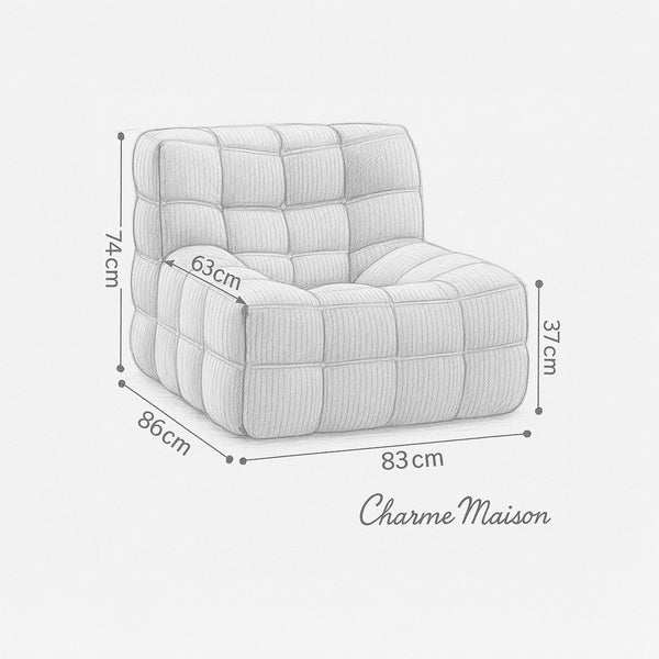 Low 1-Seater Lounge Chair – Sculptural Design in Corduroy