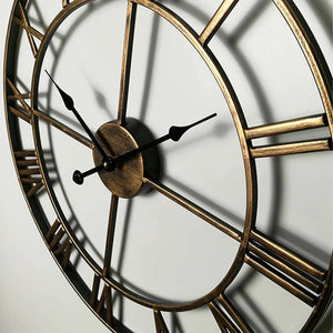Wrought Iron Designer Wall Clock - Carved Roman Numerals 40 cm