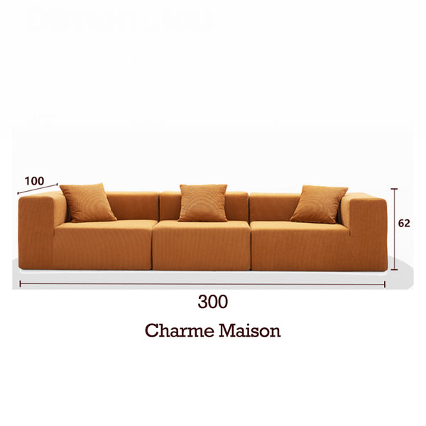 3-Seater Sofa – Sanded Corduroy &amp; Cubic Design