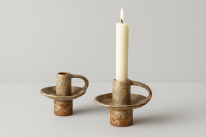 Ceramic Candle Holder with Handle – Raw &amp; Authentic Design