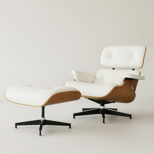 Lounge Chair &amp; Footstool Set – Elegant Leather Finish