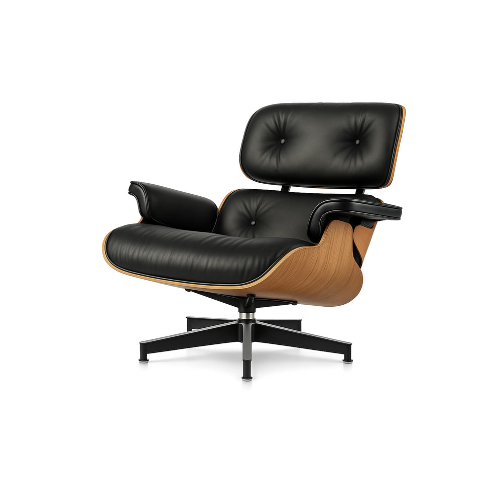 Lounge Chair &amp; Footstool Set – Elegant Leather Finish