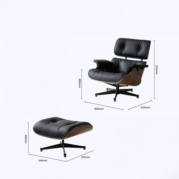 Lounge Chair &amp; Footstool Set – Elegant Leather Finish