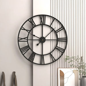 Wrought Iron Designer Wall Clock - Carved Roman Numerals 40 cm