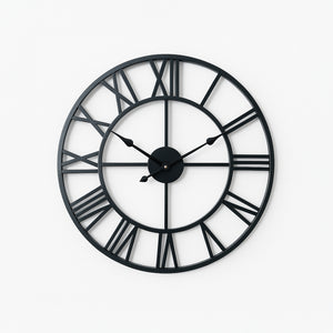 Wrought Iron Designer Wall Clock - Carved Roman Numerals 40 cm