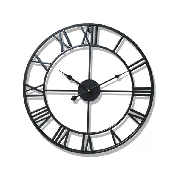 Wrought Iron Designer Wall Clock - Carved Roman Numerals 40 cm