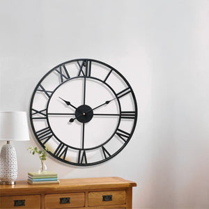 Wrought Iron Designer Wall Clock - Carved Roman Numerals 40 cm