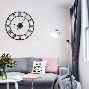 Wrought Iron Designer Wall Clock - Carved Roman Numerals 40 cm