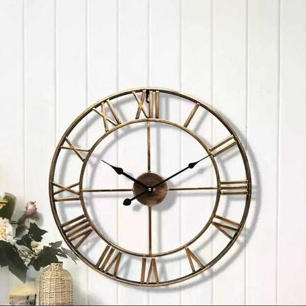 Wrought Iron Designer Wall Clock - Carved Roman Numerals 40 cm