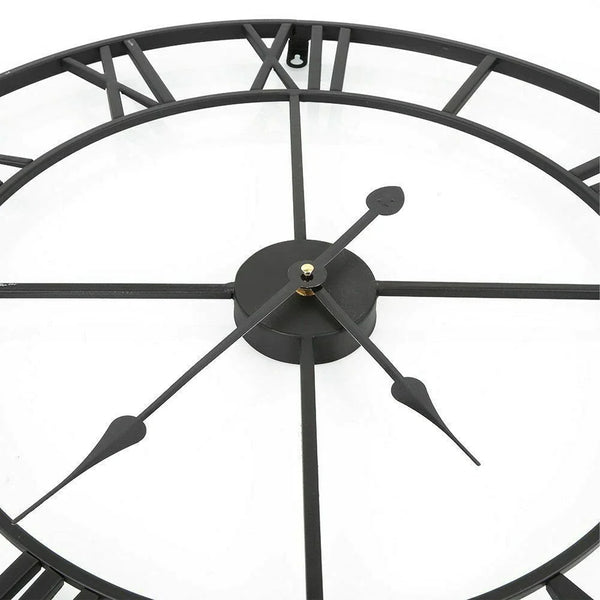 Wrought Iron Designer Wall Clock - Carved Roman Numerals 40 cm