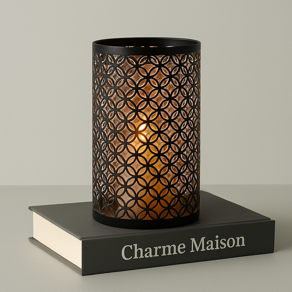 Set of 3 Openwork Candle Holders in Black Metal – Charming Trilogy